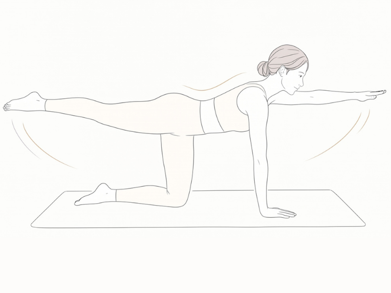 四つ這いで手脚を動かす女性の線画